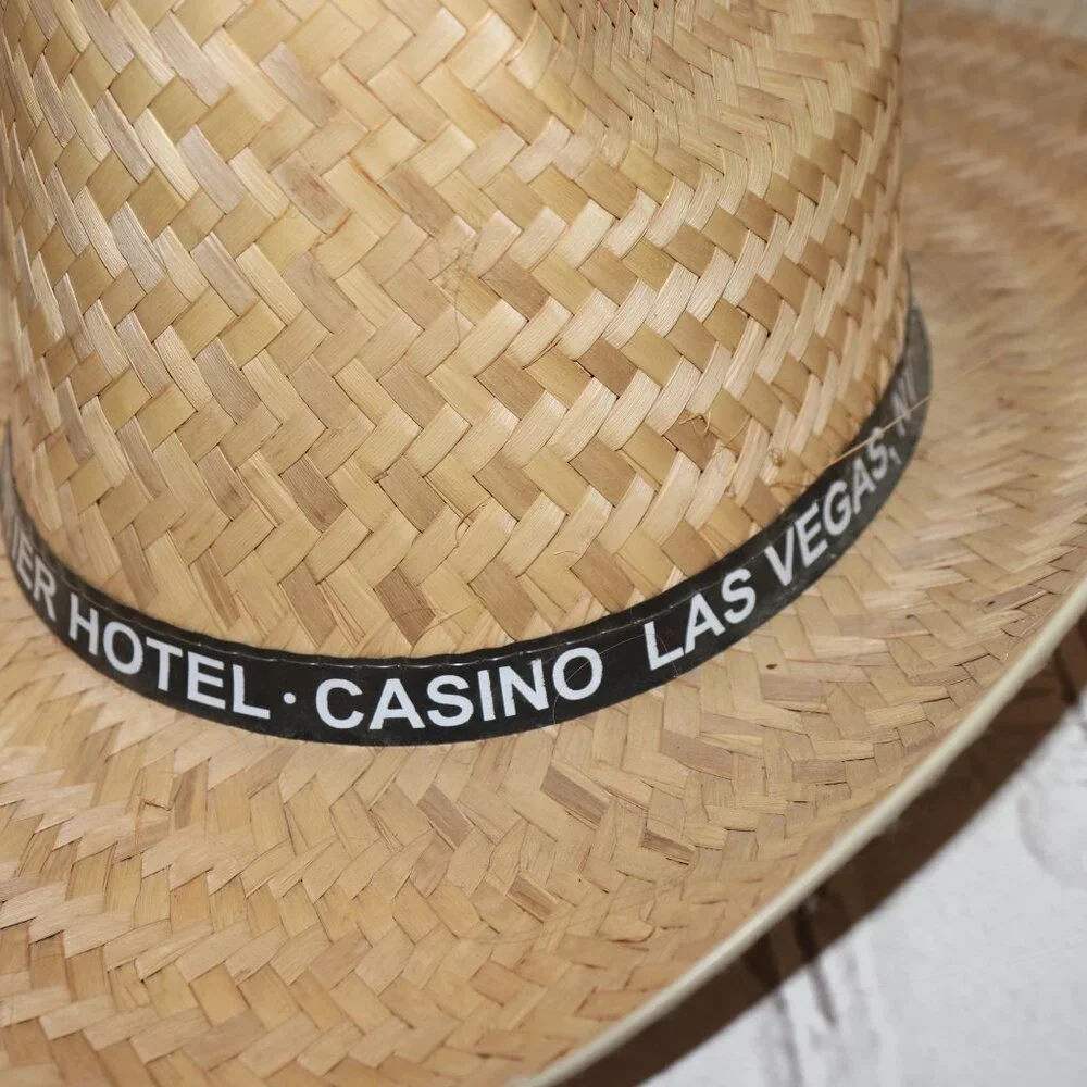🤠✨ Vintage Straw Cowboy Hat – The New Frontier Hotel & Casino Las Vegas